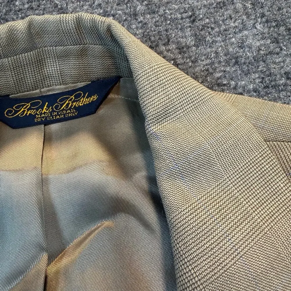 Vintage Brooks Brothers Tan Plaid Wool Suit Mens 42R 2 Piece Set Blazer Pants